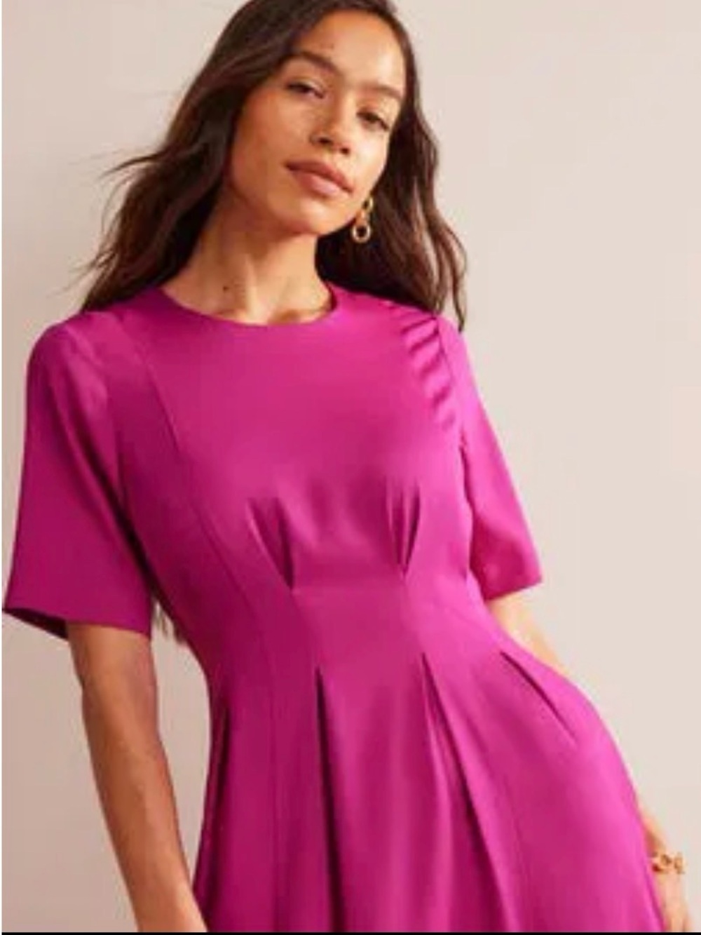 Boden Fuchsia Midi Fit-and-Flare Dress